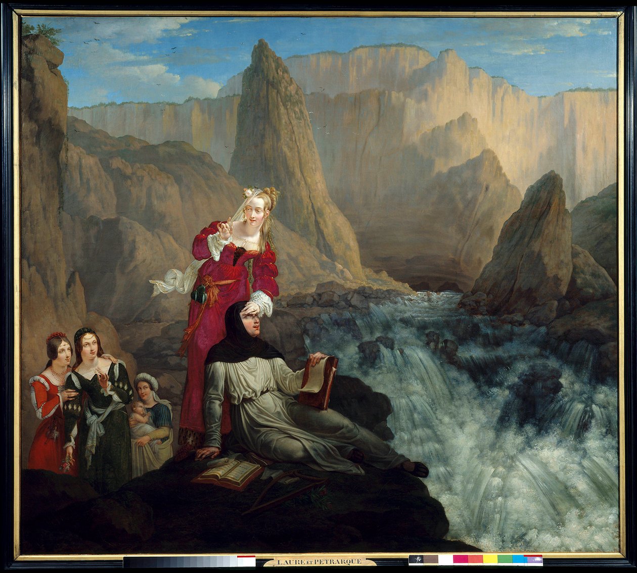 Laure 和 Petrarque 致 Fontaine de Vaucluse。 菲利普·雅克 (Philippe Jacques) Van Bree (1786-1871) 的绘画 作者 菲利普·雅克·范·布里