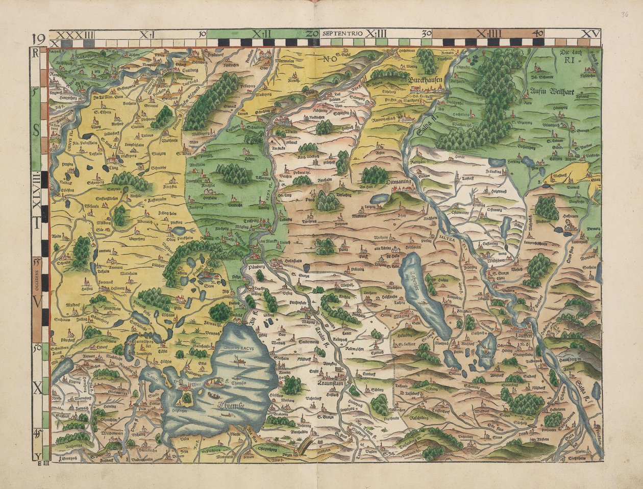 Philipp Apian  -  1568年的巴伐利亚土地板块（板块19）约1 作者 菲利普·阿皮安