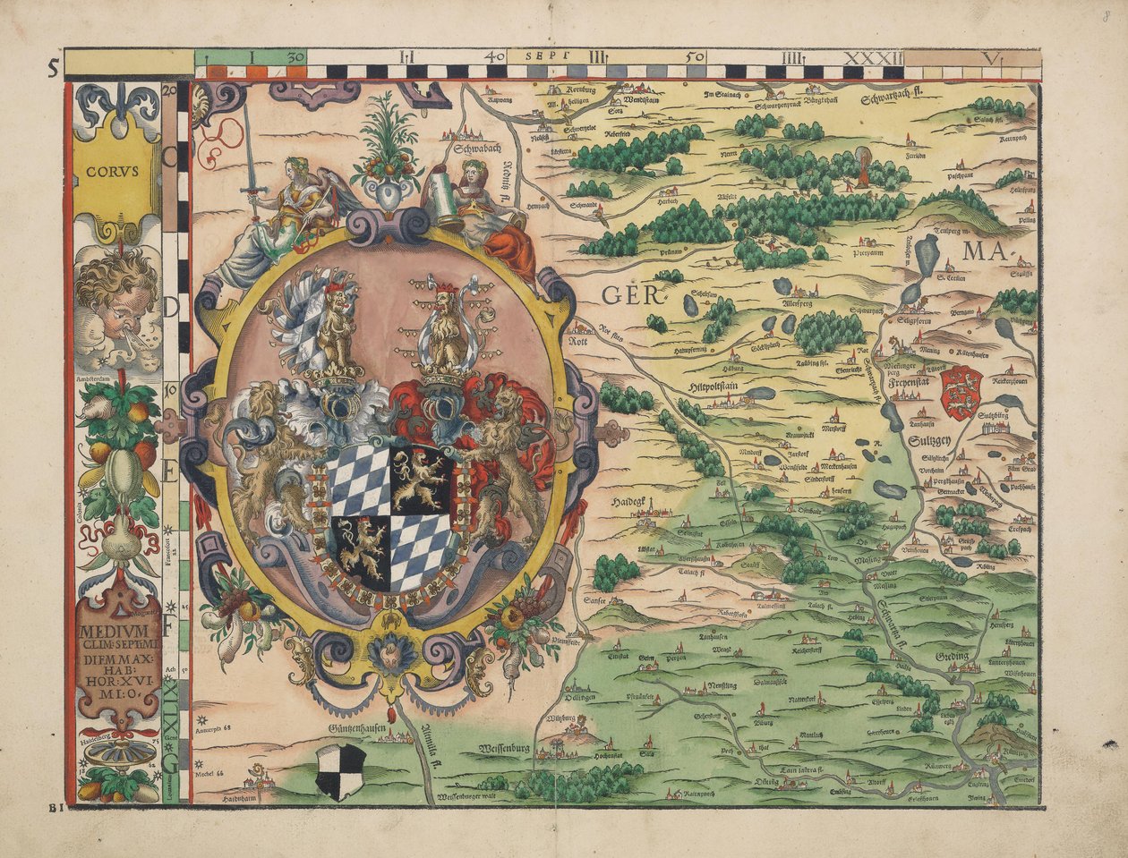 Philipp Apian  - 巴伐利亚土地板从1568年（板块5）大约1 作者 菲利普·阿皮安