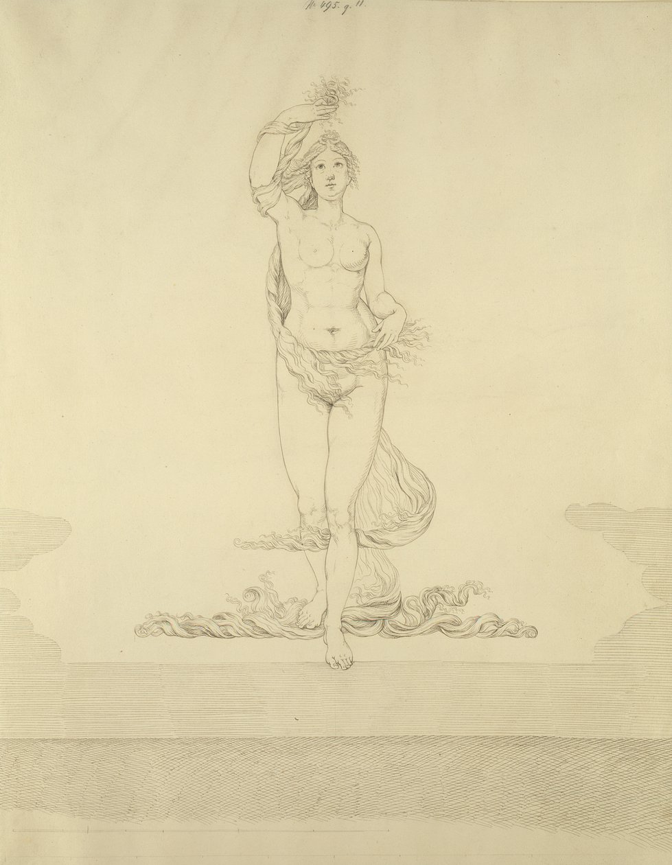 Aurora，1807（笔和灰色墨水，纸上有铅痕） 作者 菲利普·奥托·朗格