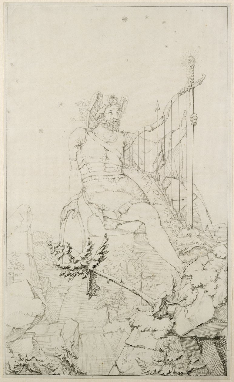 Ossian，1804-5（在纸上用铅笔洗） 作者 菲利普·奥托·朗格