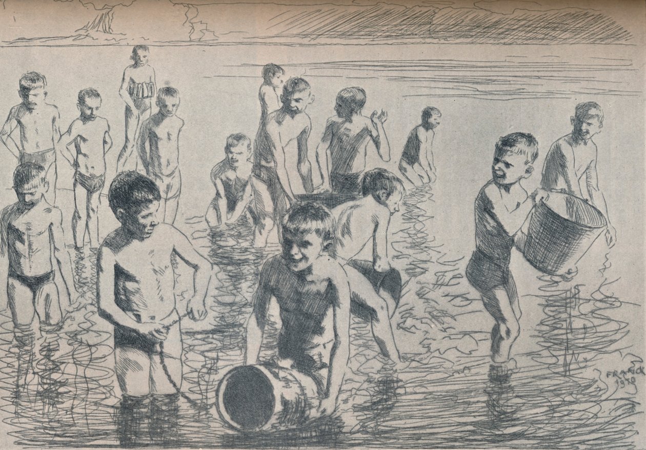 男孩沐浴，c1911 作者 菲利普·弗兰克