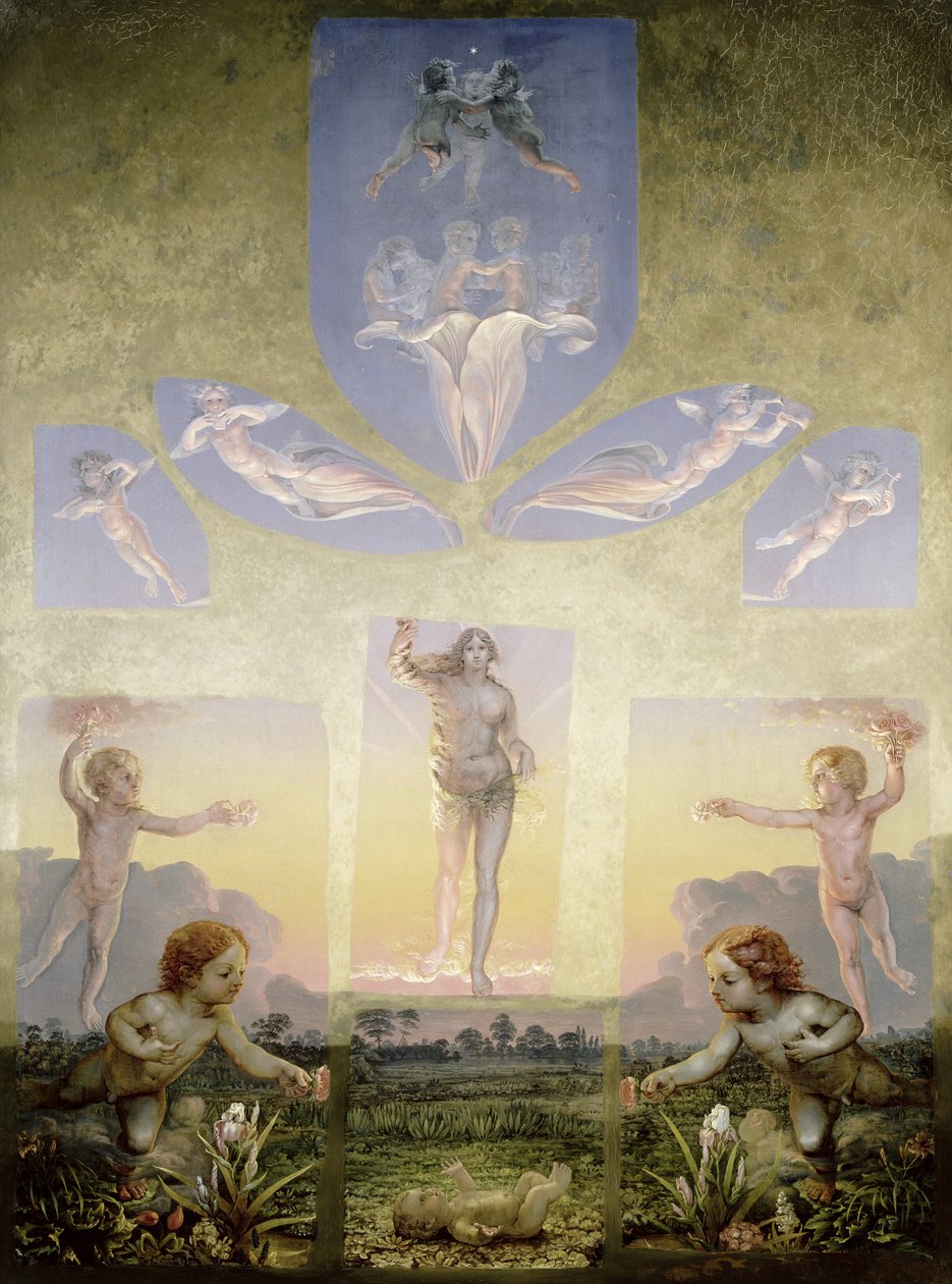 早晨（第二版），c.1808-9（布面油画）（请参阅147752） 作者 菲利普·奥托·朗格