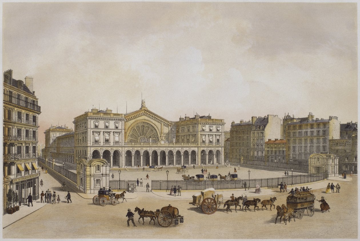 Gare de l&39;Est，巴黎，插图来自&39;巴黎的辉煌&39;，由Henri Charpentier出版，由Aubrun，1861年刻 作者 菲利普·贝诺斯特