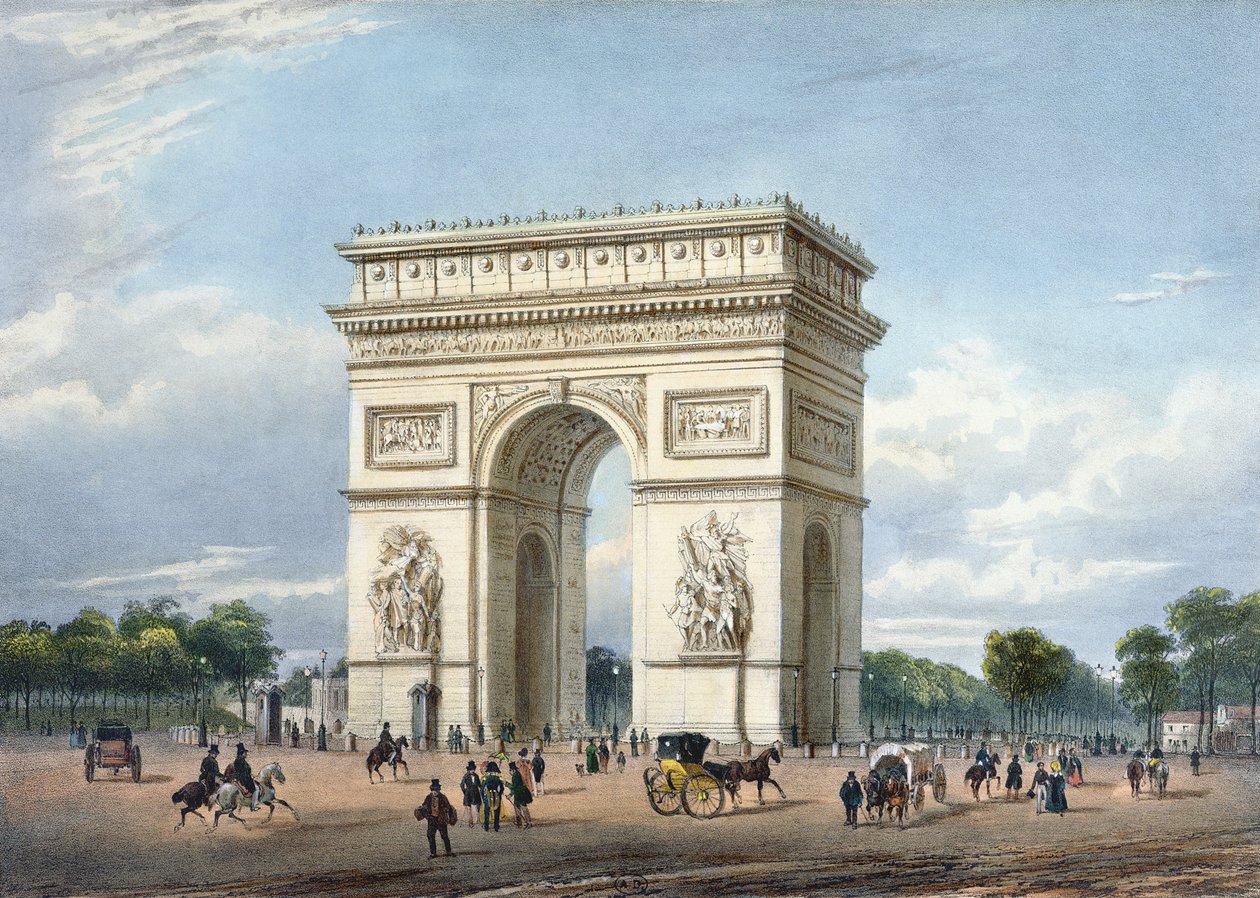 凯旋门和Place de l&39;Etoile，“巴黎及其周边地区的徒步旅行”的插图，c.1840 作者 菲利普·贝诺斯特