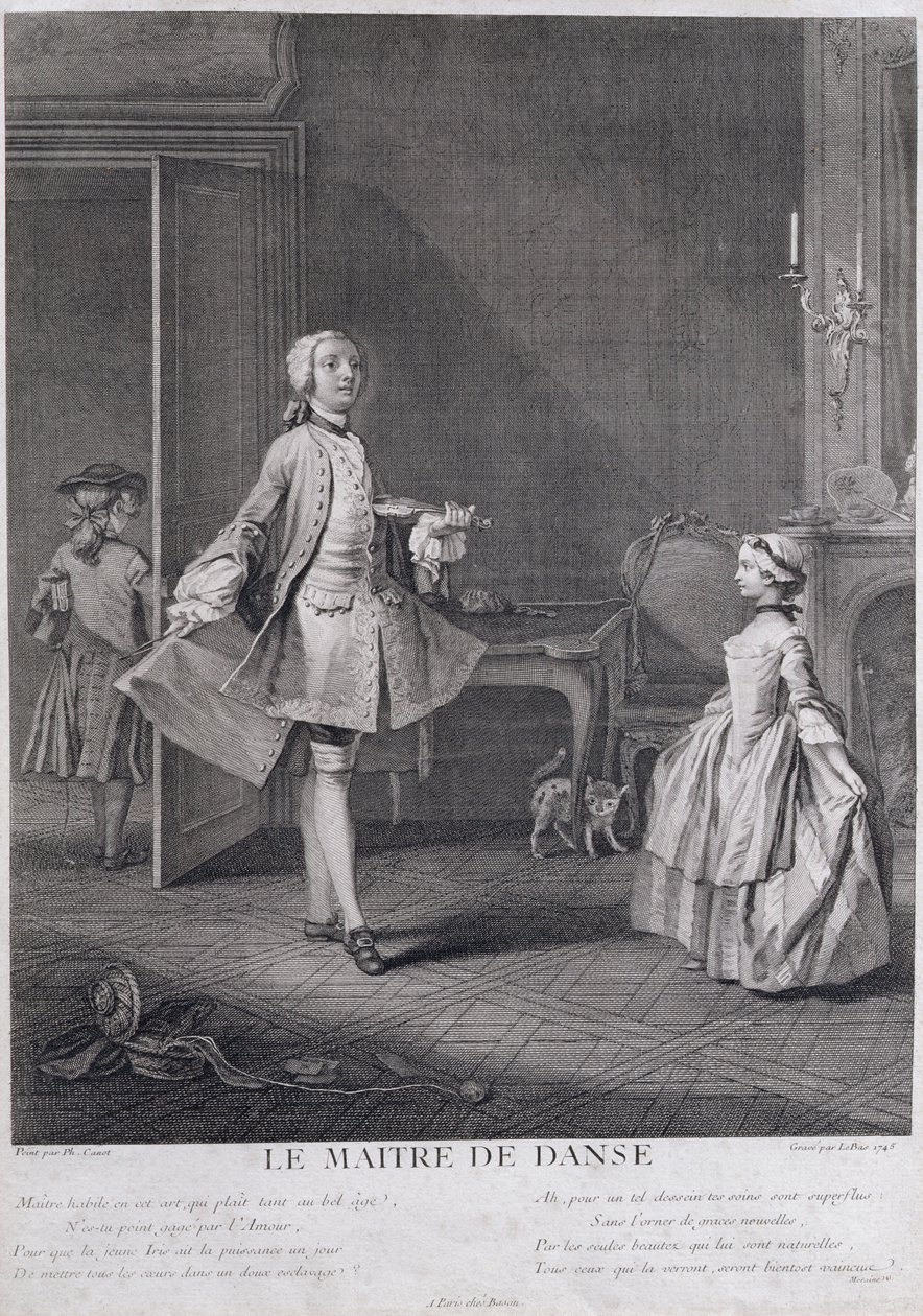 舞蹈大师，由Jacques Philippe Le Bas（1707-83）雕刻，1745年 作者 菲利普·卡诺特
