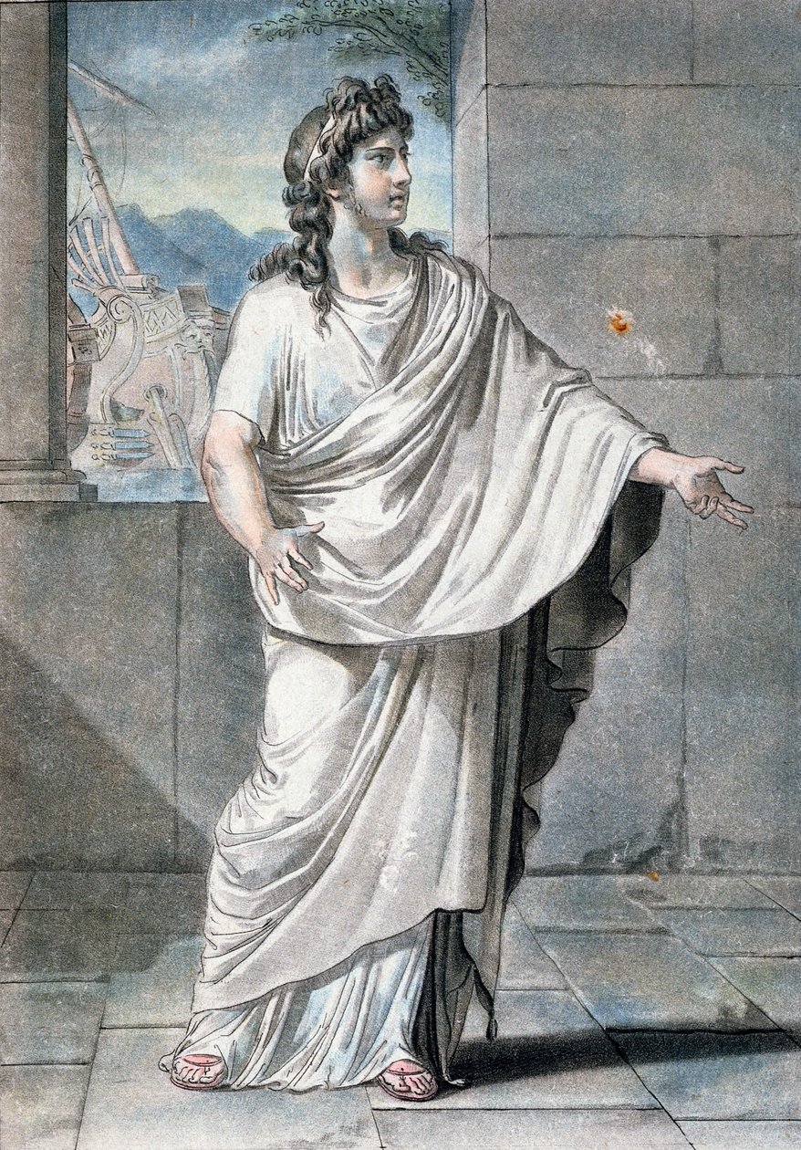 来自“所有国家的服装和剧院研究”的Jean Racine的“Andromaque”服装Orestes，由Pierre Michel Alix（1762-1817）雕刻1802 作者 菲利普·奇瑞