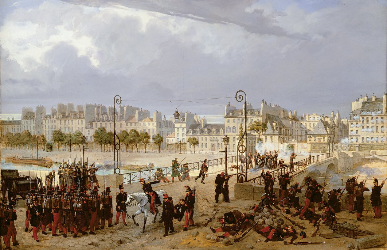 1849年对Pont de l&39;Archeveche街垒的攻击 作者 菲利普·玛丽·查珀隆