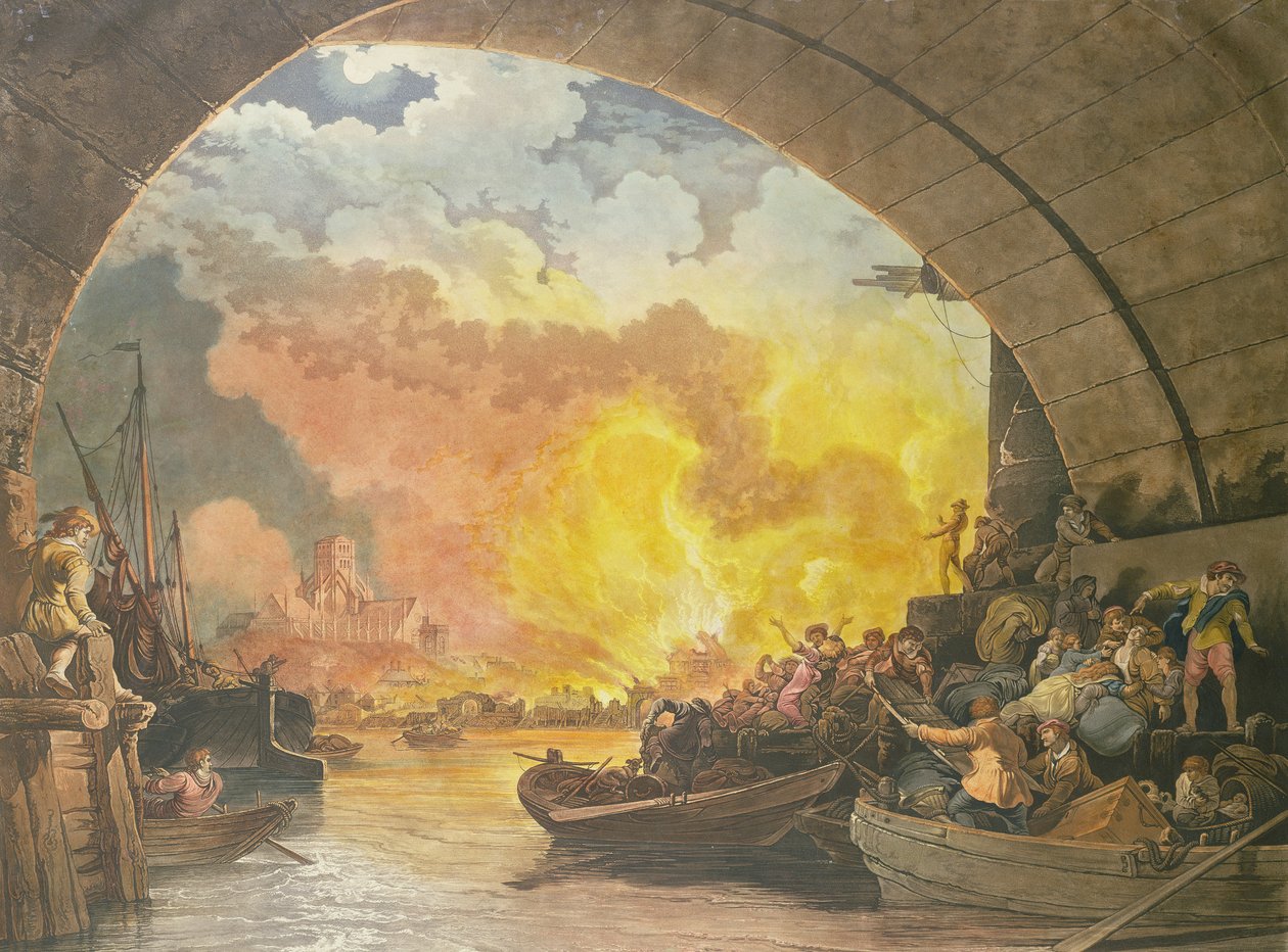 伦敦大火，1799年，由JC Stadler雕刻（17,08-1812）（aquatint） 作者 菲利普·雅克·德·路德堡