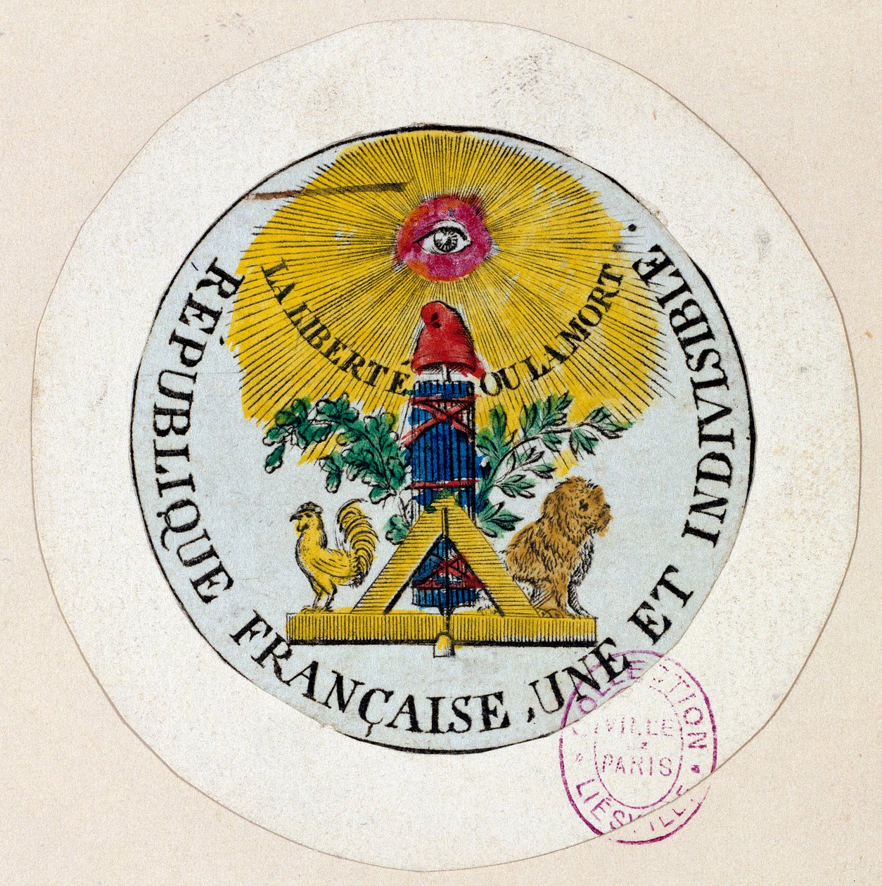法国大革命：印章装饰了共和国和自由制作行业的象征。 Philippe Auguste Hennequin (1762-1833) 1792 年在巴黎雕刻。 卡纳瓦莱博物馆 作者 菲利普·奥古斯特·亨内昆