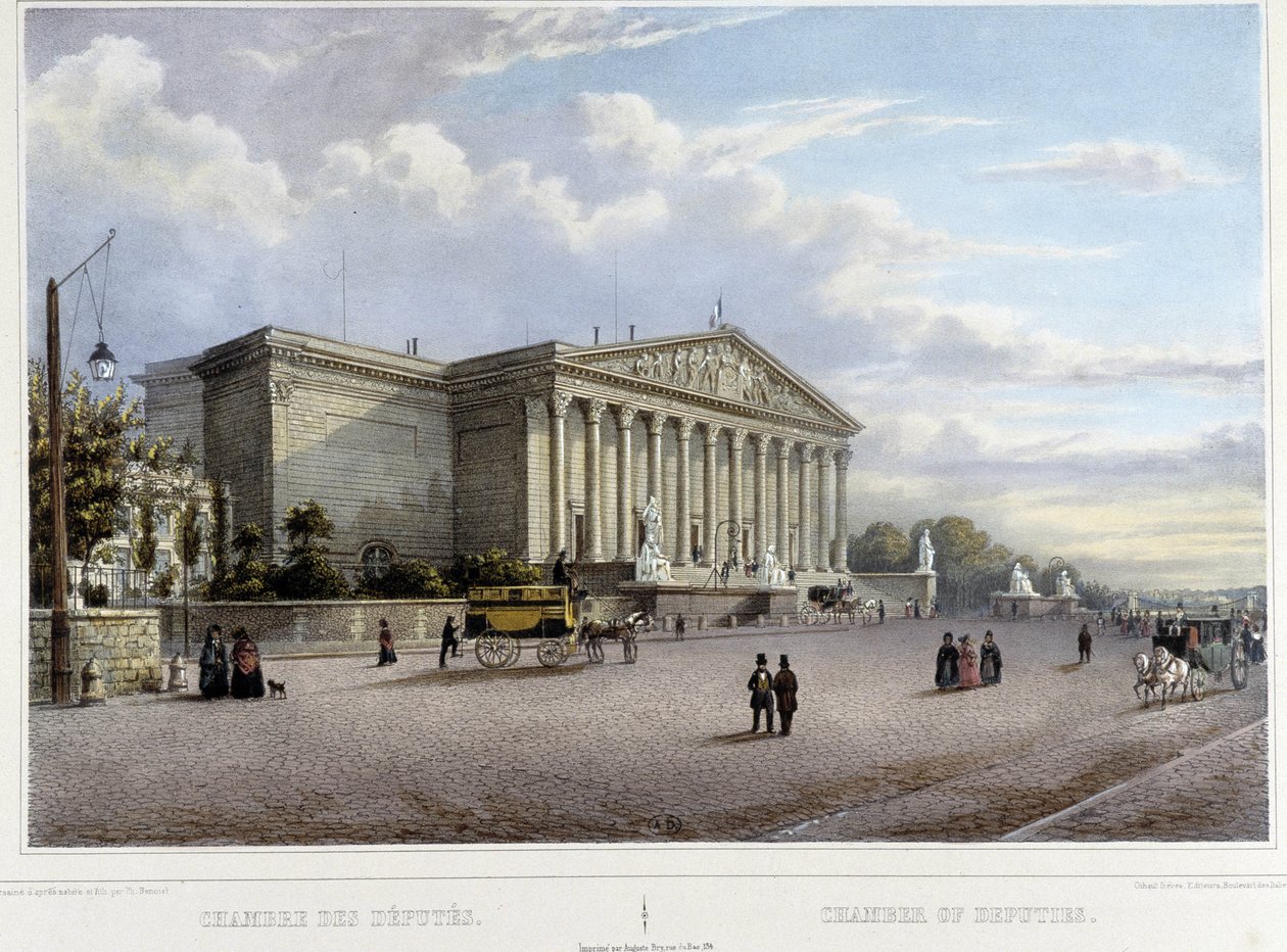 La Chambre des Deputes (国民议会) - 在 "Promenade dans Paris et ses environs"，由Jacottet and Benoist设计，约1840年 作者 菲利普·贝诺斯特