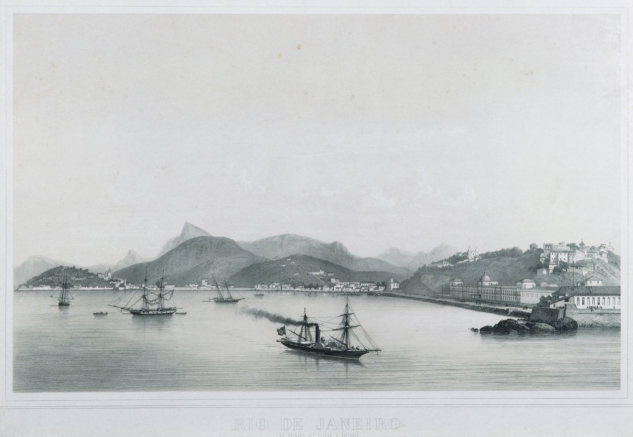 里约热内卢的九张全景照片：圣卢西亚·阿格洛里亚海滩，1862年 作者 菲利普·贝诺斯特