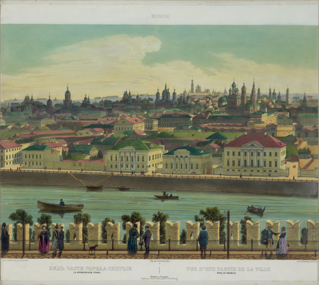 Zamoskvorechye从克里姆林宫墙上的视图，从莫斯科的全景分为10部分，大约1848年 作者 菲利普·贝诺斯特