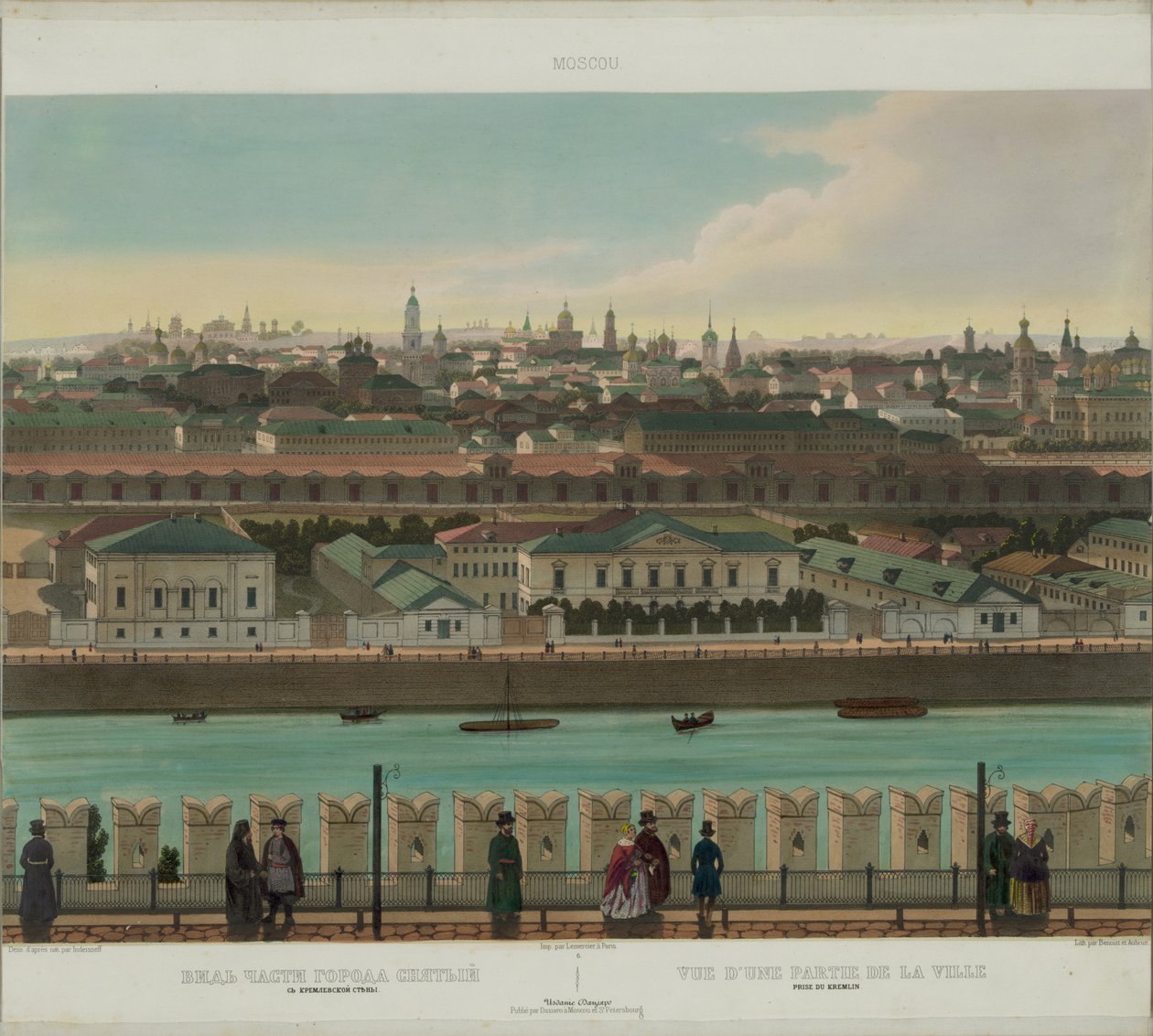Zamoskvorechye从克里姆林宫墙上的视图，从莫斯科的全景分为10部分，大约1848年 作者 菲利普·贝诺斯特