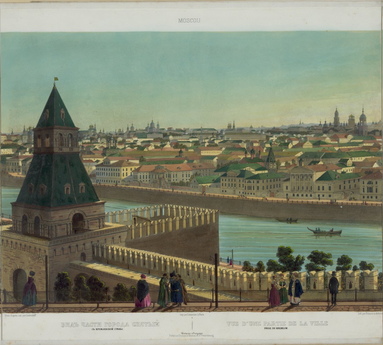 Zamoskvorechye从克里姆林宫墙上的视图，从莫斯科的全景分为10部分，大约1848年 作者 菲利普·贝诺斯特