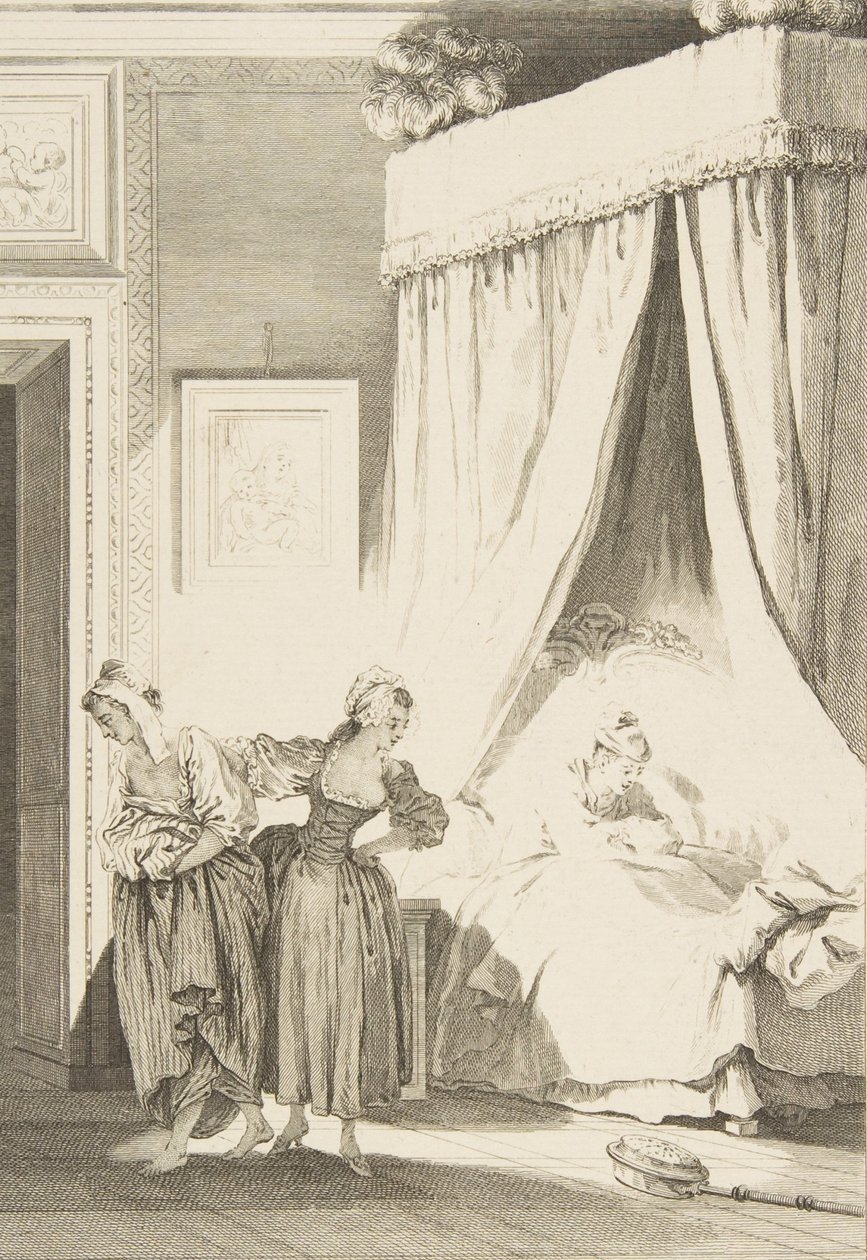 La Gageure des trois Commeres: La Servante, from Contes et nouvelles en vers ..., published in 1795. 作者 菲利普·特里尔