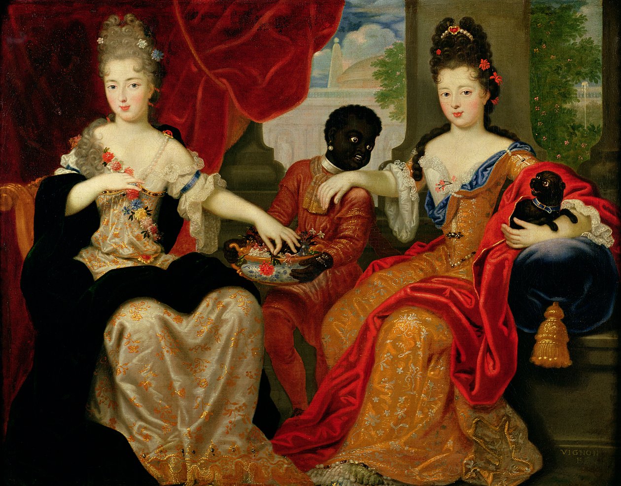 波旁（1677-1749）的Francoise-Marie和波旁的Louise-Francoise（1673-1743）的肖像 作者 菲利普·维尼翁（Philippe Vignon）