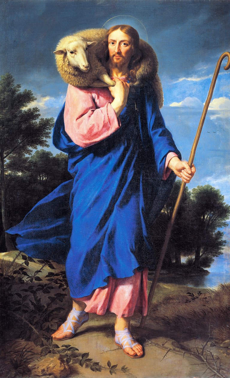 好牧人》，菲利普-德-尚佩涅（1602-1674），布面油画 作者 菲利普·德·尚佩尼