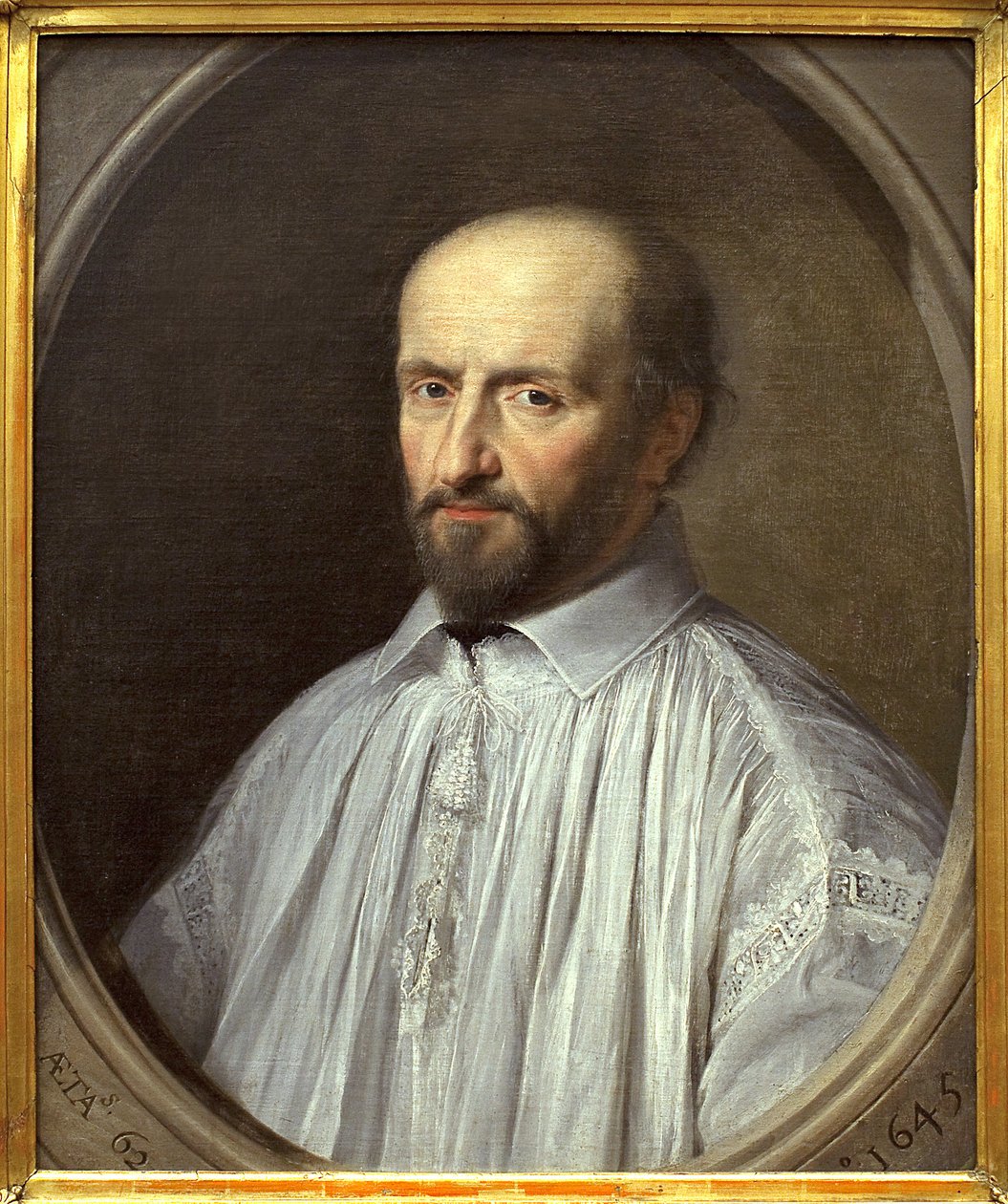 Jean Duvergier de Hauranne，Saint Cyran的神父（1581-1643）。菲利普-德-尚佩涅（1602-1674）的绘画，布面油画 作者 菲利普·德·尚佩尼