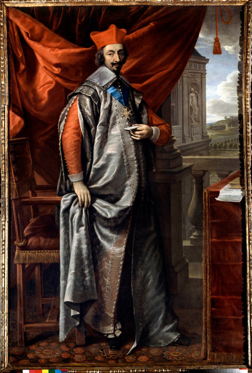 Armand Jean Du Plessis 的全长肖像，红衣主教 de Richelieu (1585 - 1642) 由 Philippe De Champaigne (1602-1674) Paris 绘制。 外交部 作者 菲利普·德·尚佩尼