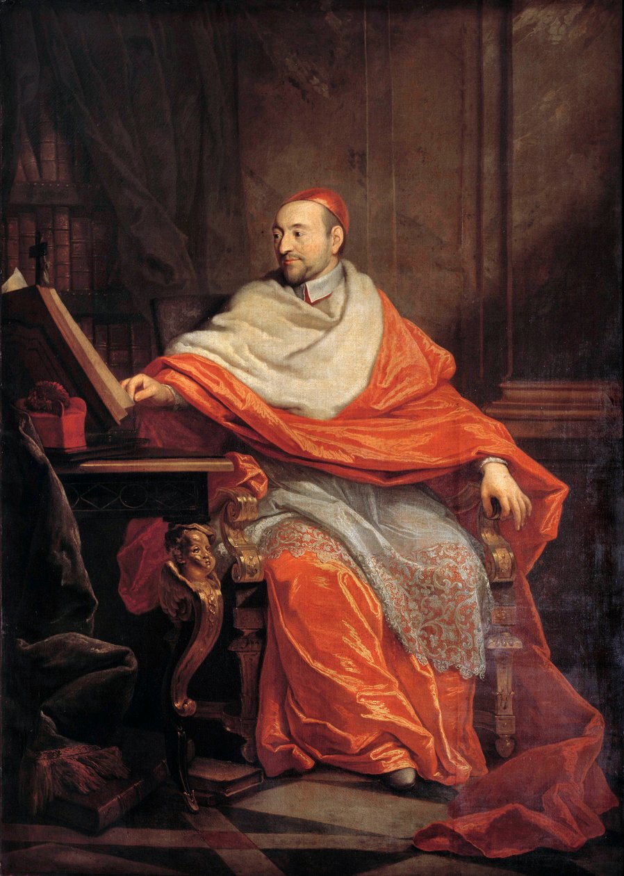 红衣主教皮埃尔·德·贝鲁勒 (1575-1629) 的全长肖像 菲利普·德·尚佩涅 (1602-1674) 绘画 17 世纪巴黎，圣叙尔比斯教堂 - 皮埃尔·德·贝鲁勒红衣主教 (1575-1629) 的全长肖像。 菲利普·德·尚佩涅 (1602-16) 的绘画 作者 菲利普·德·尚佩尼