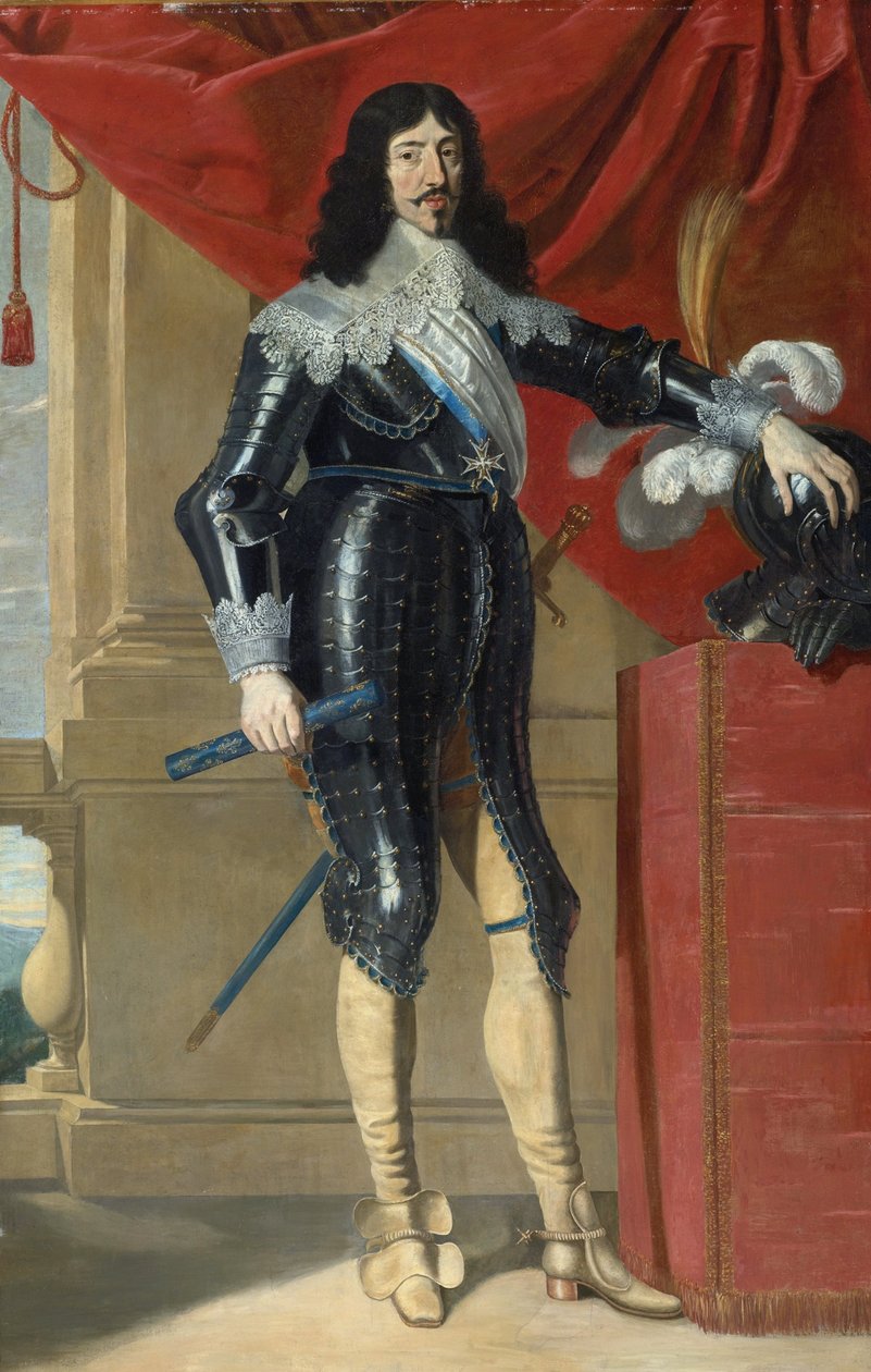 法国路易十三 (1601-1643) 肖像，巴黎香槟 (1602-1674)，17 世纪上半叶。 - 布面油画，209,5x136 - 私人收藏 作者 菲利普·德·尚佩尼