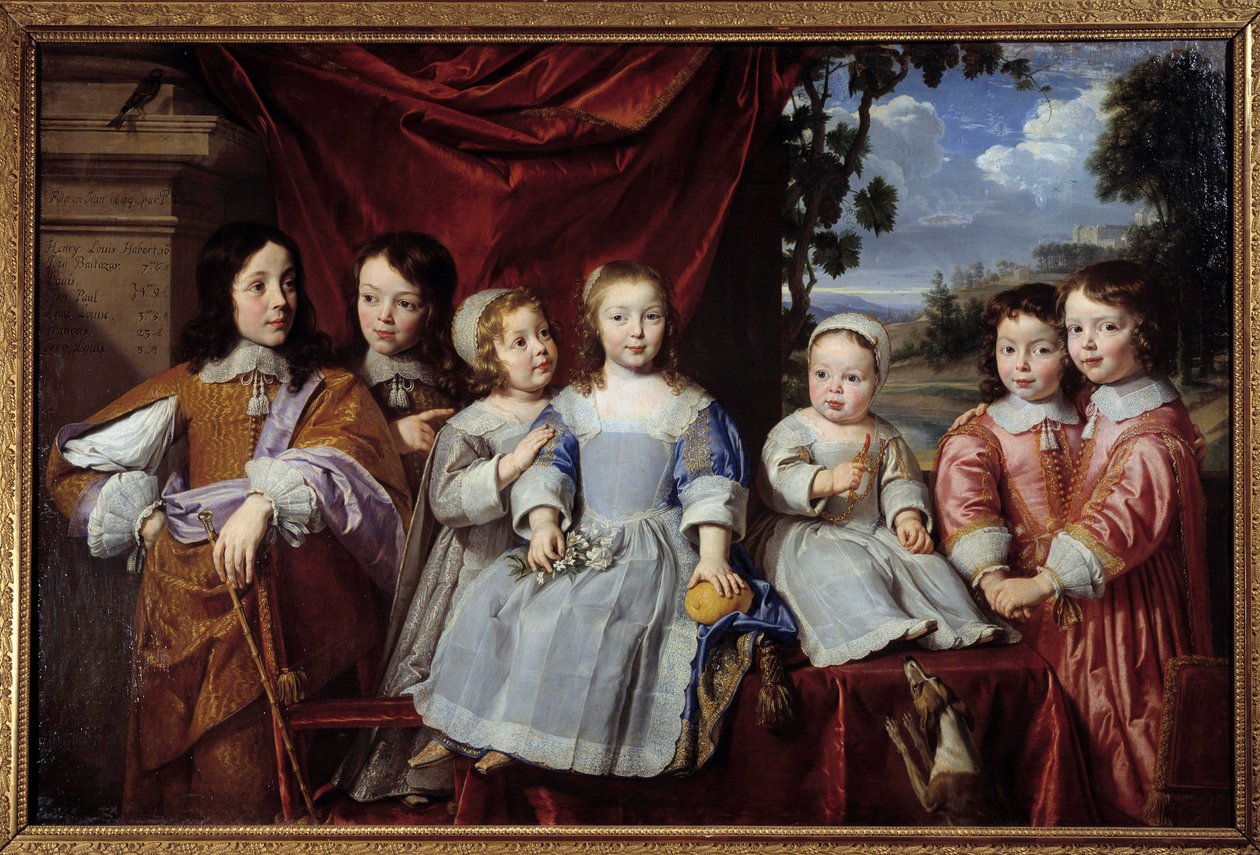亨利·路易斯·哈伯特·德·蒙莫尔 (Henri-Louis Habert de Montmor) (1600-1679) 的孩子们 菲利普·德·尚佩涅 (1602-1674) 1649 年兰斯的画作。 美术博物馆 作者 菲利普·德·尚佩尼
