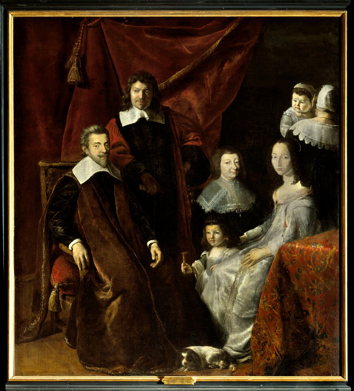 亨利·路易斯 (Henri-Louis) 的家人哈伯特·德·蒙莫尔 (Montmor) (1600-1679)，右边是亨丽埃特·玛丽·德·布德·德·弗朗特纳克 (Henriette Marie de Buade-Frontenac)（死于 1676 年）。 菲利普·德尚佩涅 (1602-1674) 的绘画。 布面油画。 强制的 作者 菲利普·德·尚佩尼