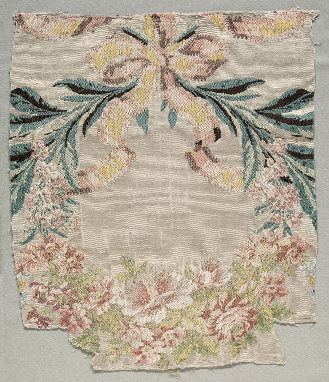 丝绸残片，"Le panier fleuri "面板的一部分 作者 菲利普·德·拉萨尔