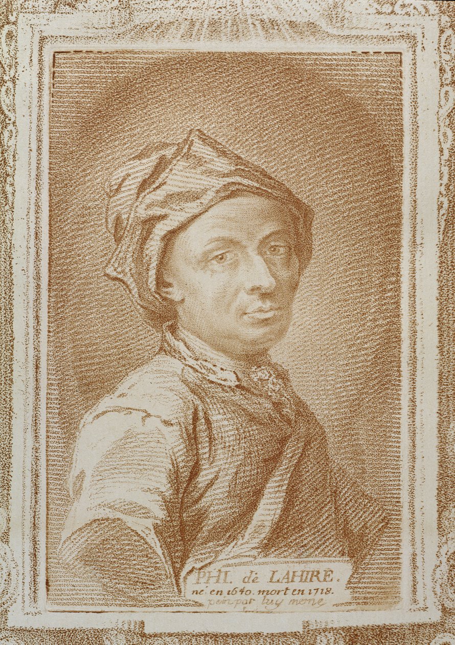 Philippe de la Hire（1640-1718）的自画像，来自&39;Alexandre Saverien（1720-1805）的数学家历史的插图，于1766年在巴黎出版 作者 菲利普德拉希尔