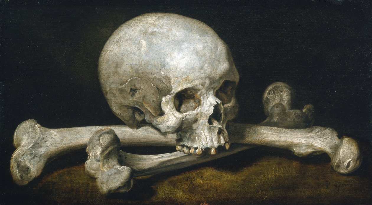 Memento Mori与骷髅和交叉骨，1650-63 作者 飞利浦陀螺