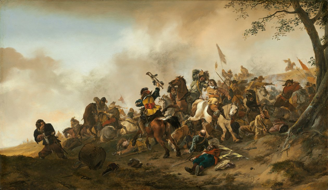 战斗场面，约1645-1646。 作者 飞利浦Wouwerman