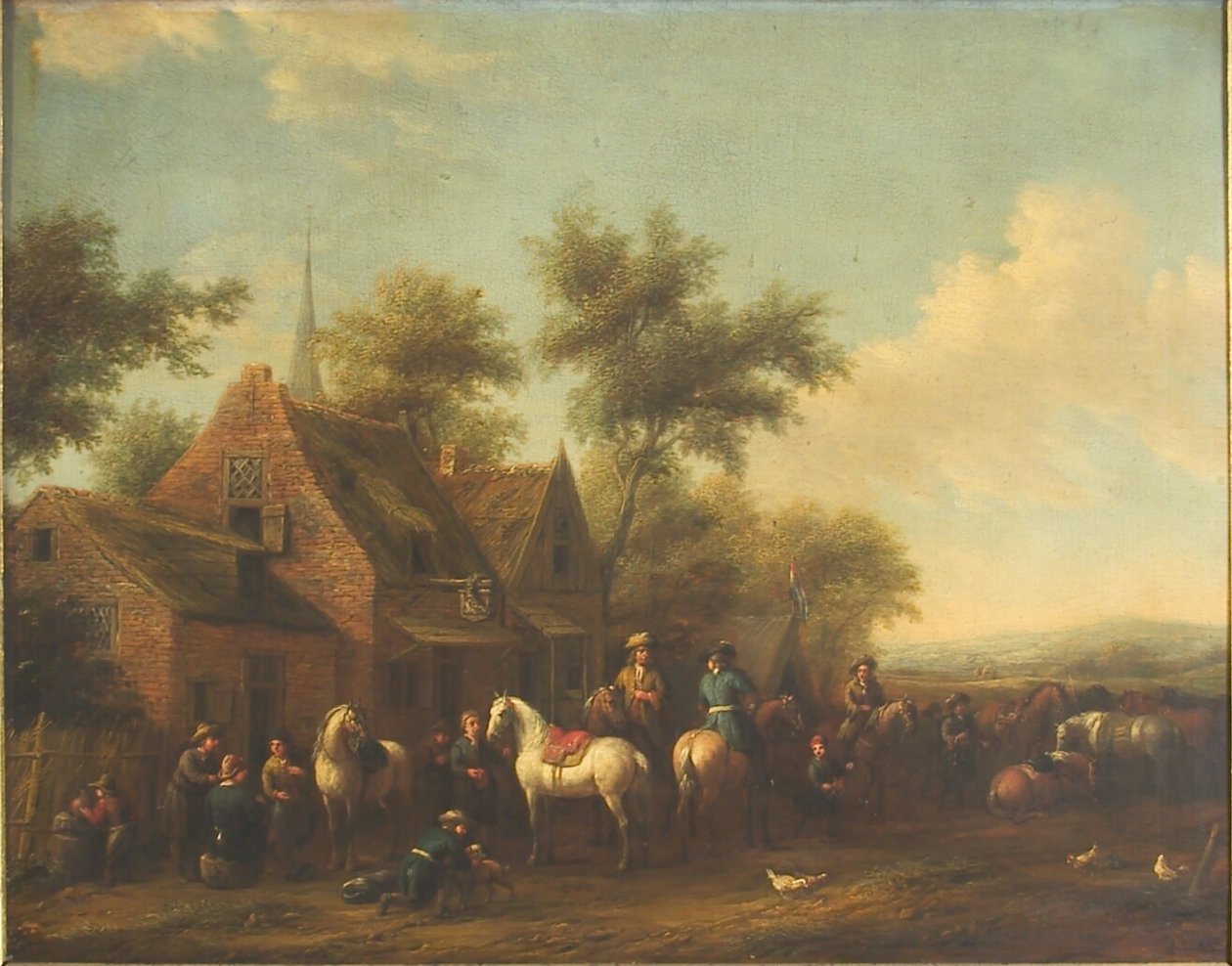 马夫在客栈外休息的风景画 作者 飞利浦Wouwerman