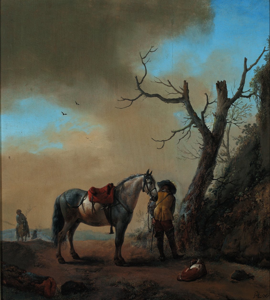 景观与白马和骑士，c.1647 作者 飞利浦Wouwerman