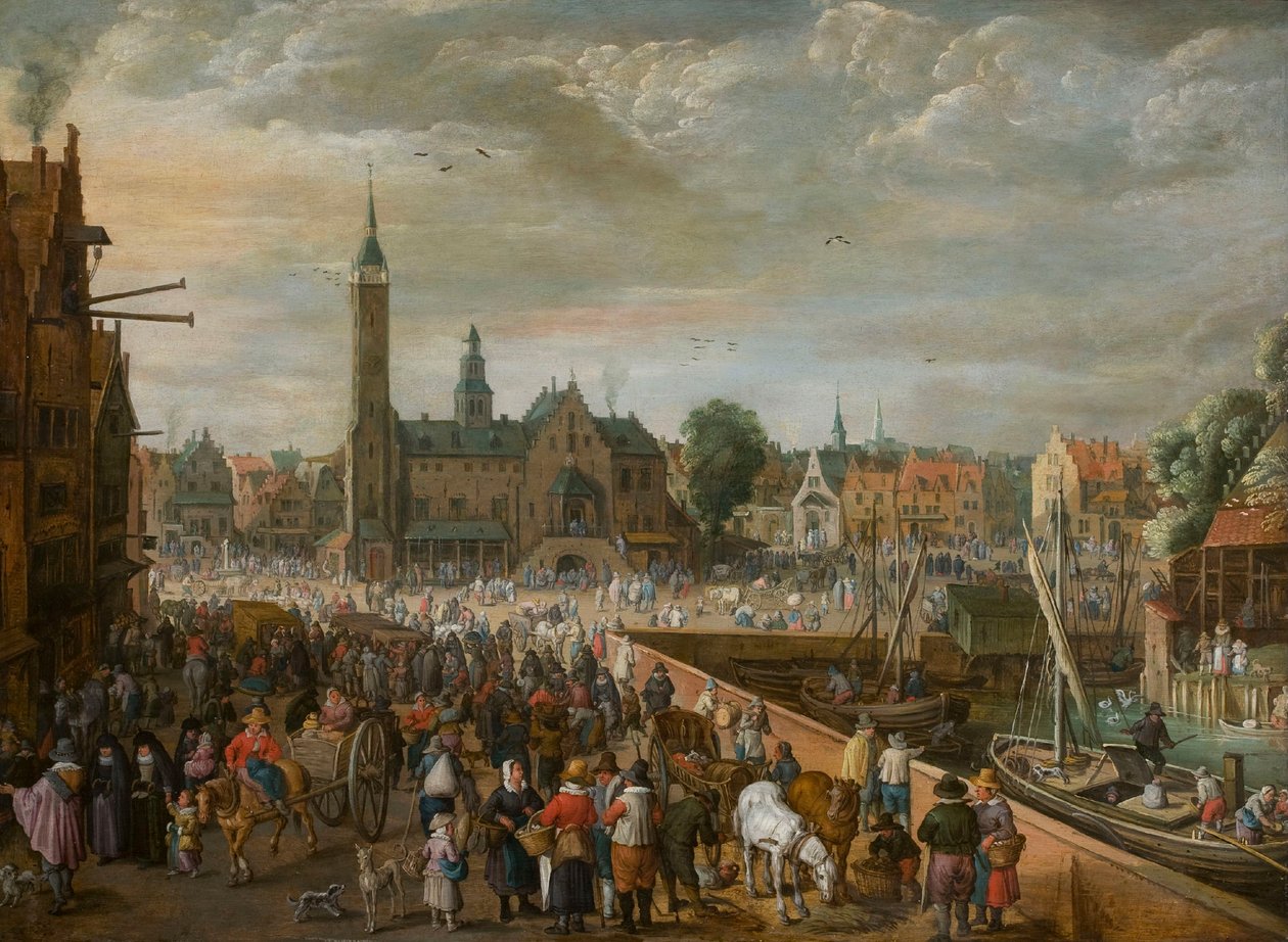 里尔的Grote Markt景观，17世纪初。 作者 菲利普·德·蒙珀长老