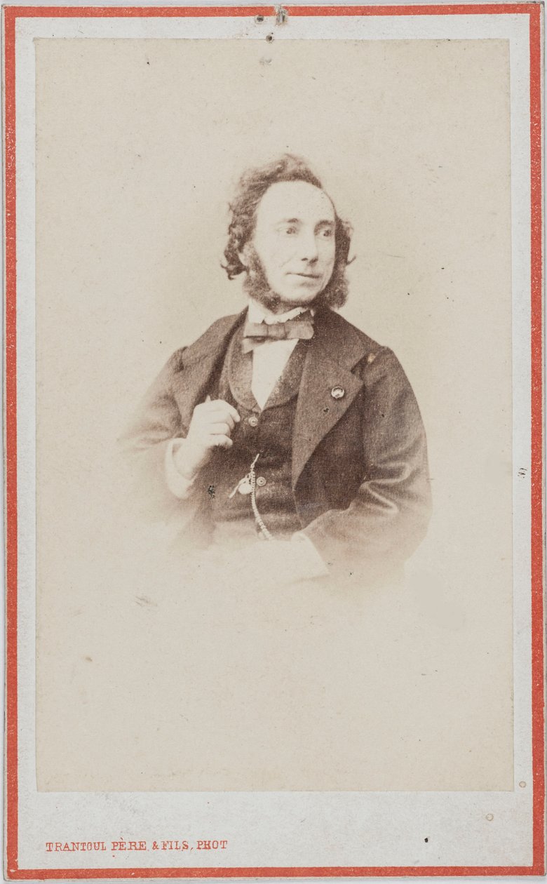 小提琴家和作曲家卡米洛-西沃里1815-1894年的肖像。 作者 摄影工作室 Trantoul Père 和 Fils。