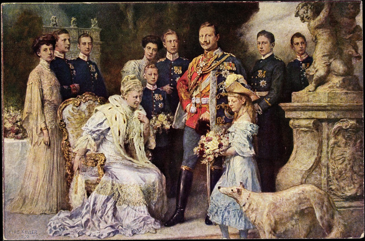 艺术家 Ak Kaiser Wilhelm II、Auguste Viktoria、Viktoria Luise、灰狗、普鲁士（黑白照片） 作者 德国摄影师