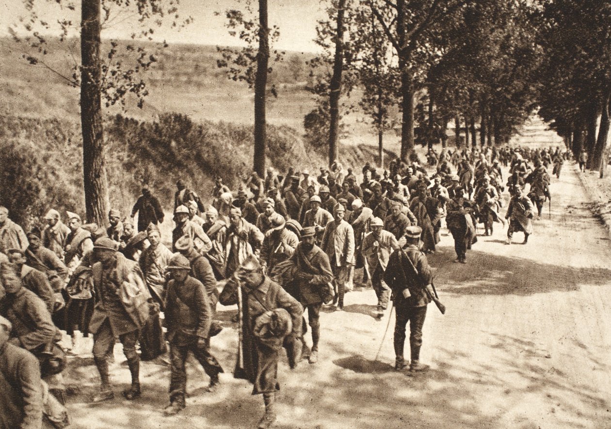 French prisoners on the road between Soissons and Fismes during the Battle of the Aisne 作者 德国摄影师
