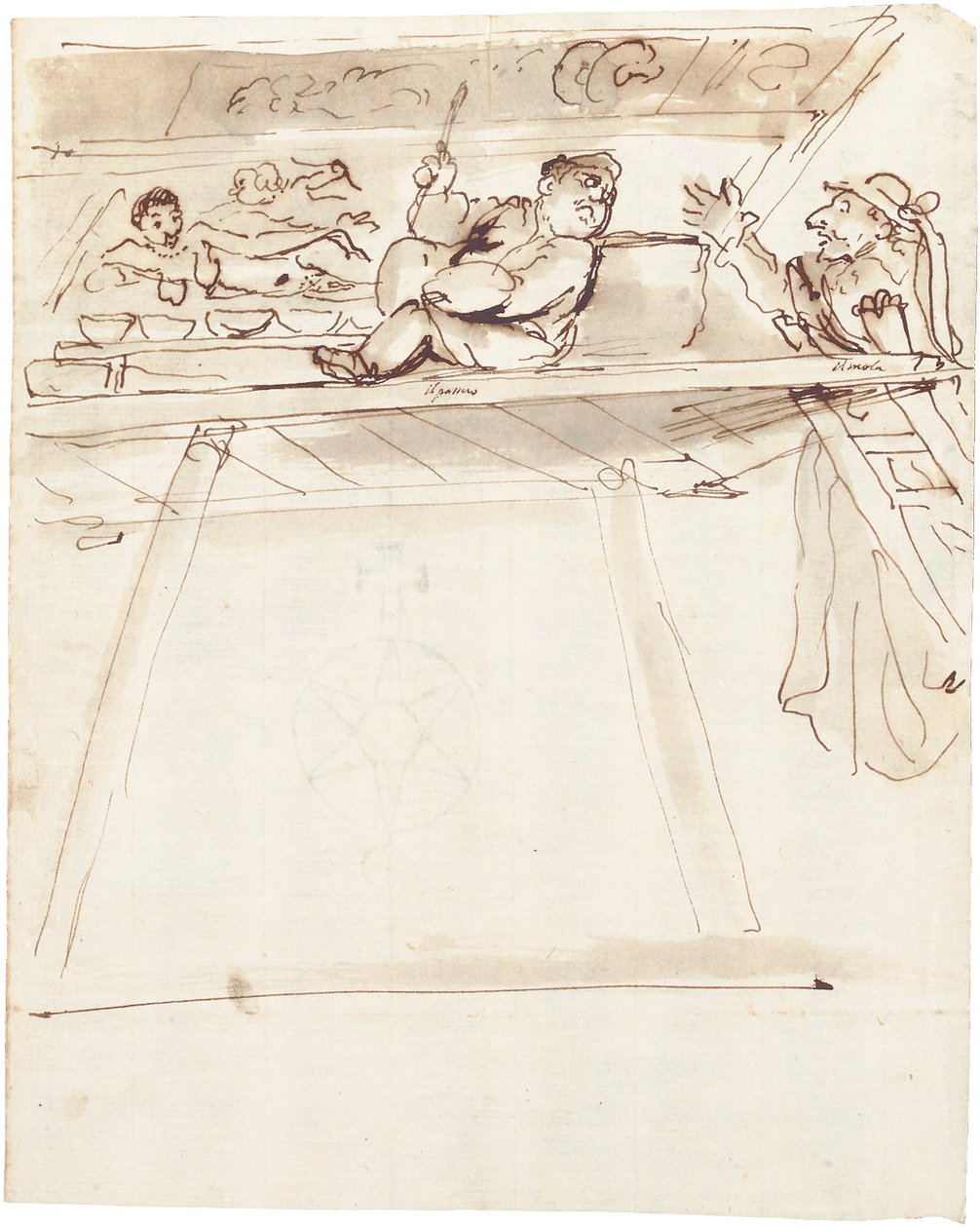 Pier Francesco Mola的漫画打断了Giovanni Battista Passeri，画了斜倚的金星的天花板装饰 作者 码头弗朗切斯科莫拉