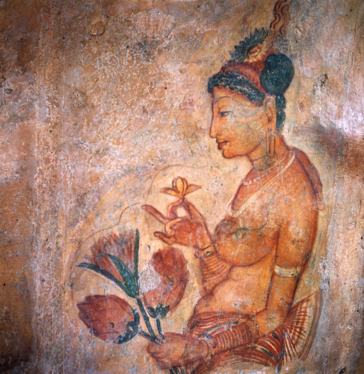 Apsaras，献花的天女，壁画，锡吉里耶碉堡（联合国教科文组织世界遗产名录）。 作者 布莱斯·尼古拉斯·勒苏尔