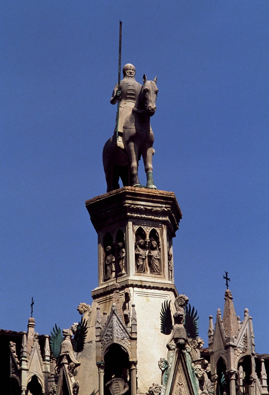 Cansignorio della Scala的马术雕像，Cansignorio della Scala墓，Bonino da Campione（1325-1397）的作品，Scaliger墓，维罗纳，威内托，意大利 作者 布莱斯·尼古拉斯·勒苏尔