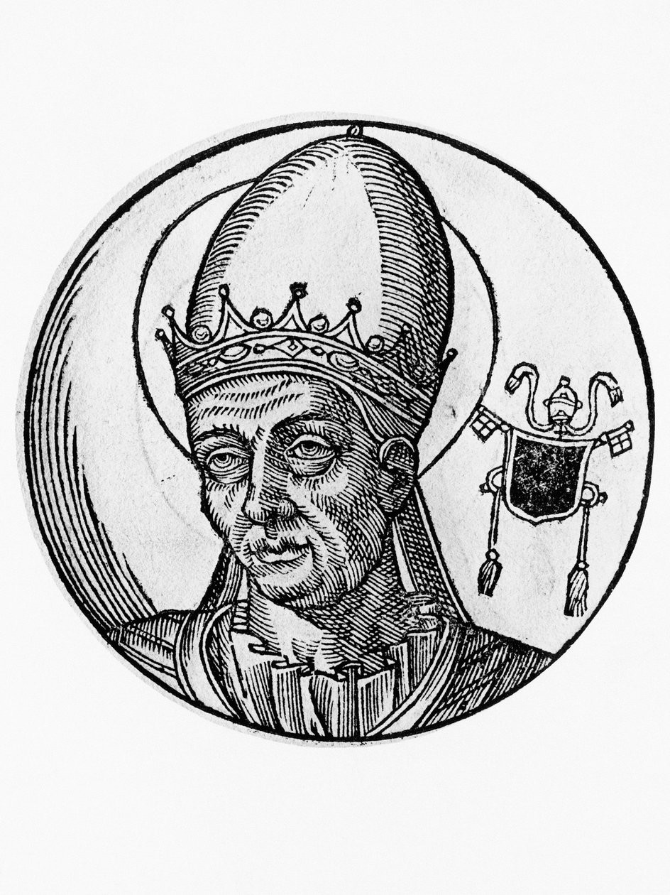 本尼迪克特一世（Benedictus Bonosus，卒于579年）的肖像，575年以来天主教会的第62任教皇，雕刻品 作者 布莱斯·尼古拉斯·勒苏尔