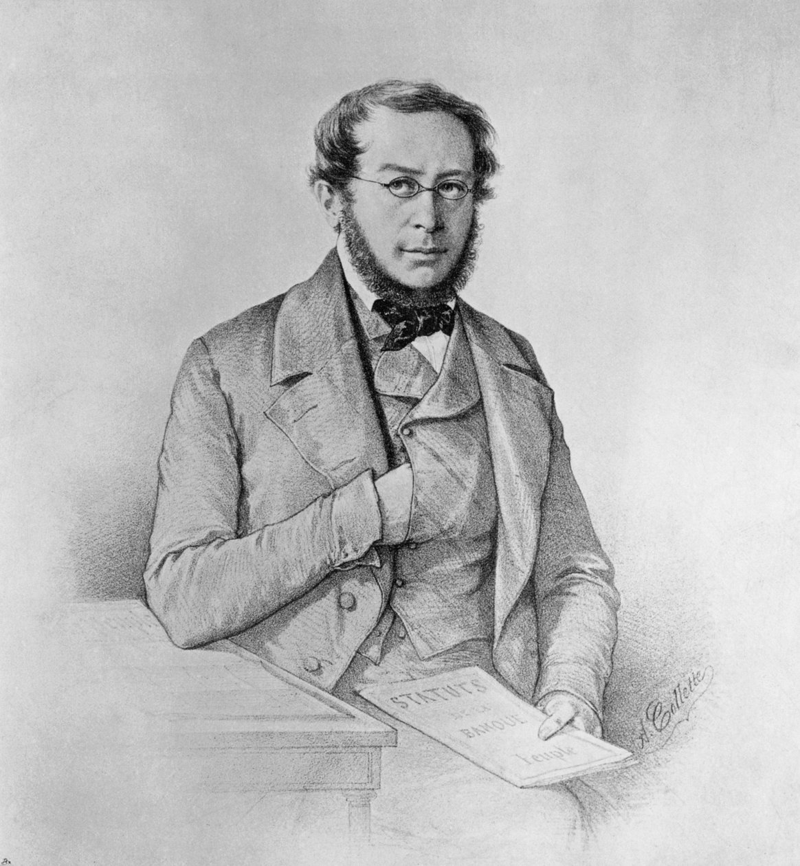皮埃尔-约瑟夫-普鲁东（1809-1865）的肖像，法国政治家、哲学家和无政府主义者，由科莱蒂绘制 作者 布莱斯·尼古拉斯·勒苏尔