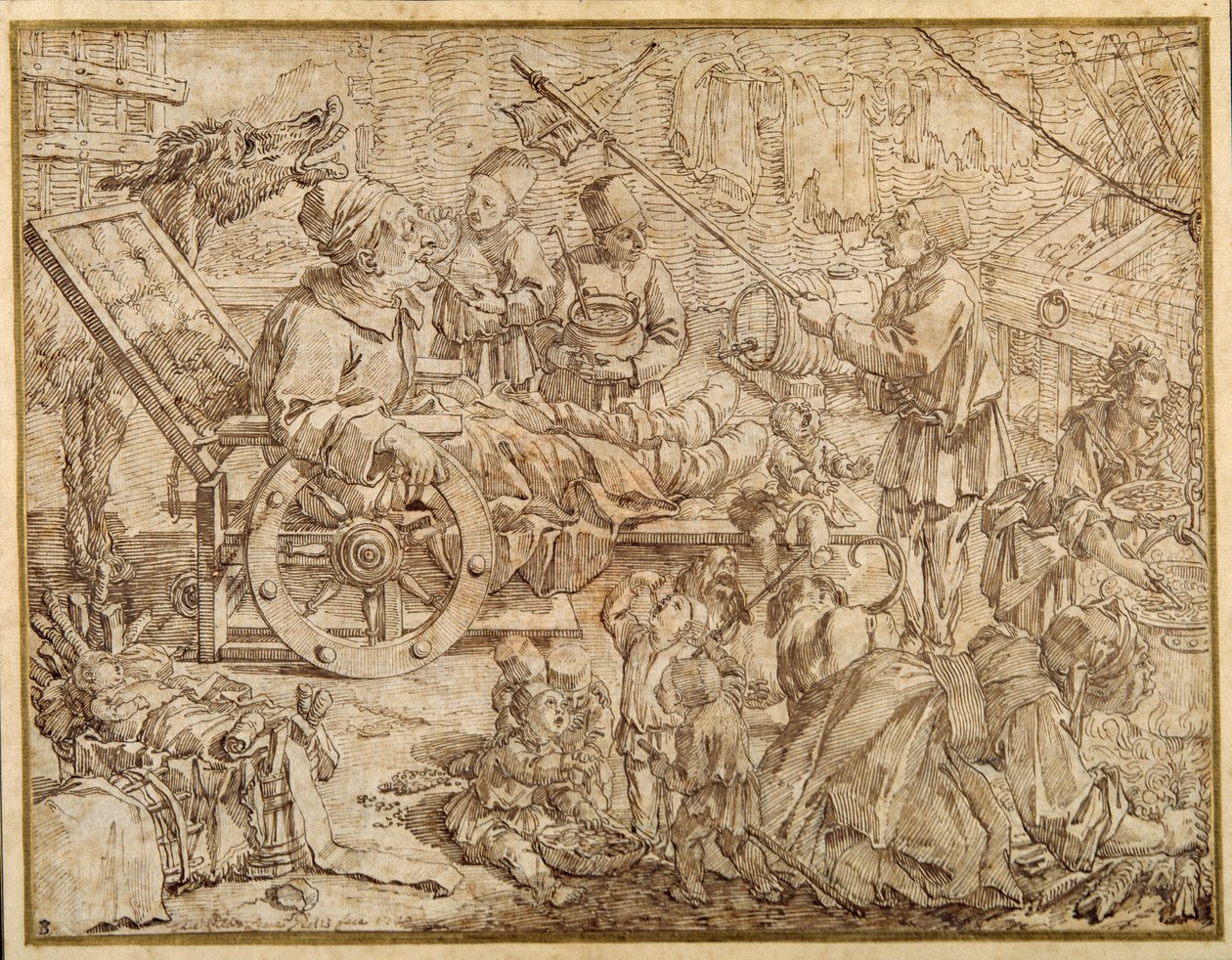 Polcinello 因痛风无效（纸上笔墨） 作者 皮埃尔·利昂·盖兹