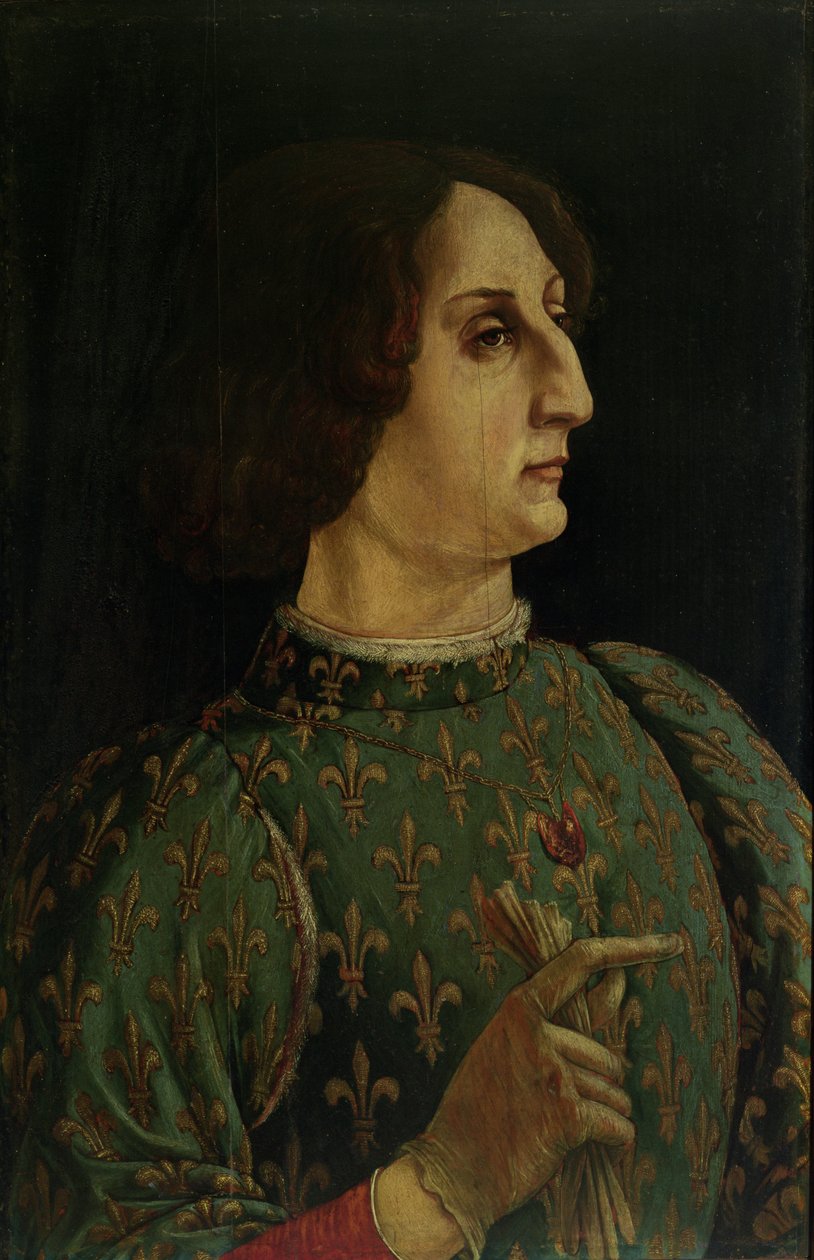 Galeazzo Mario Sforza的肖像（1444-76）c.1471（面板上的蛋彩画）（另见50366） 作者 皮耶罗·德尔·波拉约洛