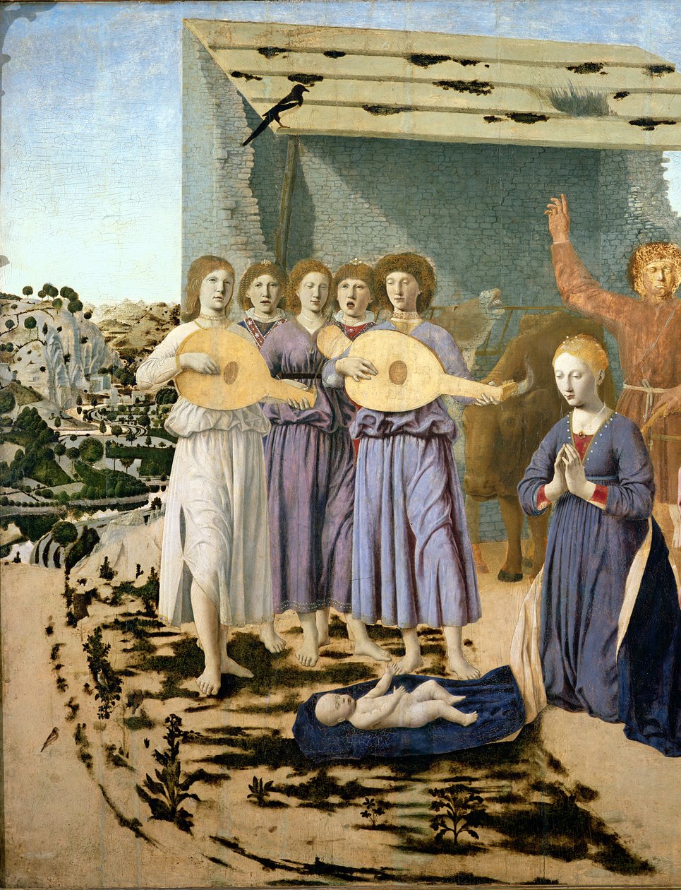 耶稣诞生，1470-75（面板上的蛋彩画）（细节5240） 作者 皮耶罗·德拉·弗朗西斯卡