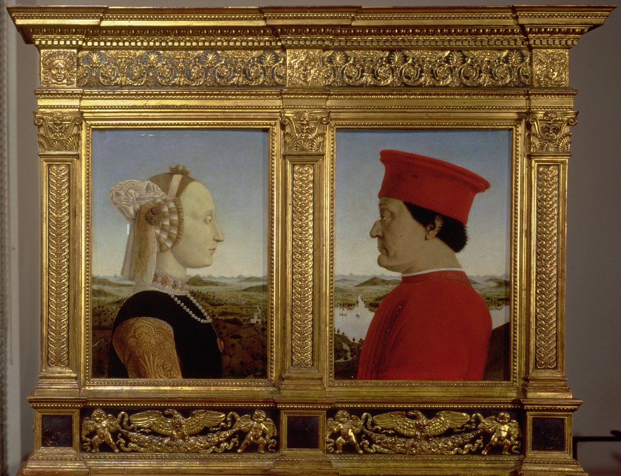 Duke Federico da Montefeltro（1422-82）和Battista Sforza，1465（面板上的蛋彩画）的肖像 作者 皮耶罗·德拉·弗朗西斯卡