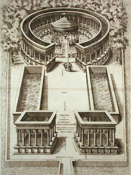 瓦罗的鸟巢，出自J.Laurus的《Roma Verus et Nuova》，1614年出版（雕版画）。 作者 皮耶罗（后）利戈里奥