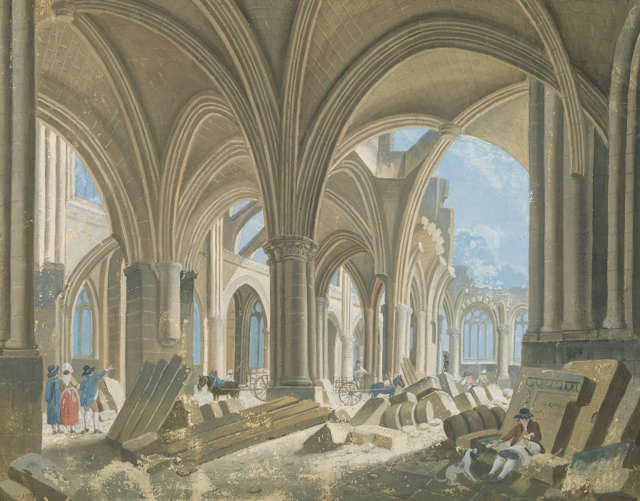 拆除Saint-Jean-en-Greve教堂，c.1800 作者 皮埃尔·安托万·德马奇