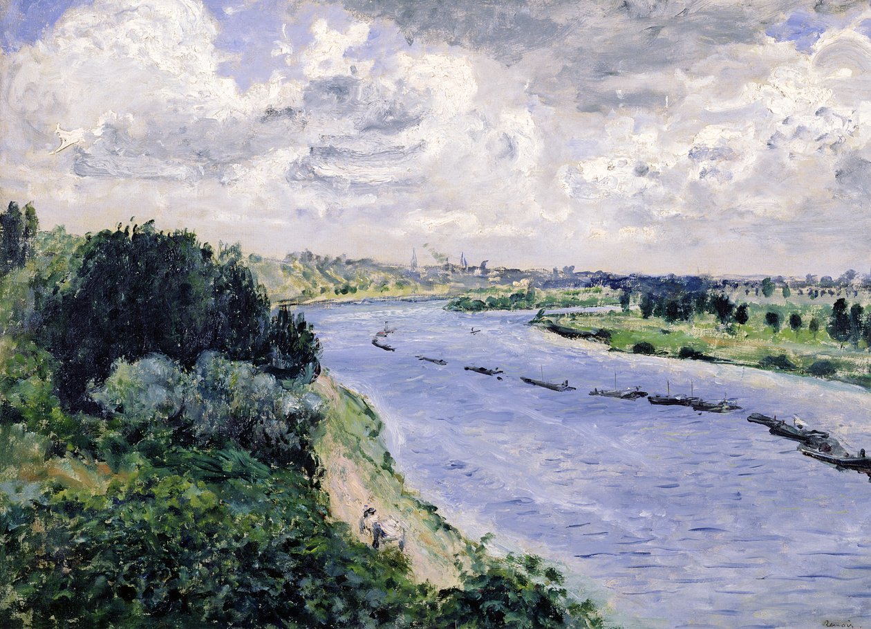 驳船在塞纳河上，c.1869 作者 皮埃尔·奥古斯特·雷诺阿
